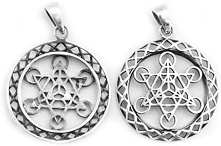 Amulet Pendant Metatron's Cube Holy Geometry 925 Sterling Silver Mediation Yoga Spirituality Esoteric