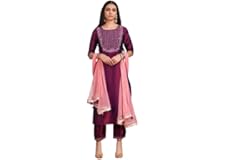 EVANTA Women's Art Silk Embroidery Kurta With Pent And Dupatta Set (EV-ArtSilk Kurti_Variation)