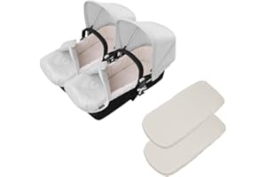 Tititnins® - Pack 2ud. Funda Capazo y Funda Colchón para Bugaboo Donkey 5 - Donkey 3 - Donkey 2 Pique Crudo - Acolchado Transpirable- (100% Algodón)