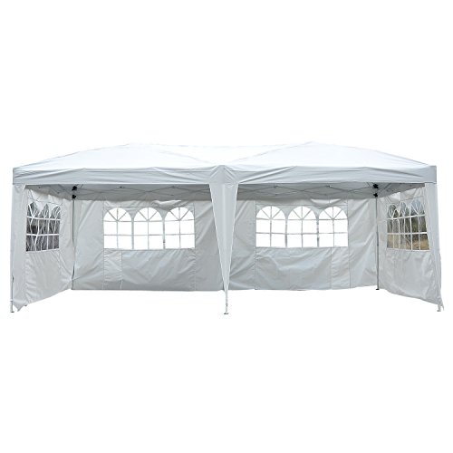 Carpa 3x6m Plegado en Acordeon Paredes laterales Ventanas Pabellon Gazebo Blanco