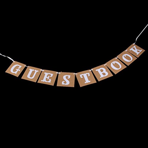 ULTNICE Girlande Hochzeit Party Rezeption Dekoration Hänger Banner – GUEST BOOK (GÄSTEBUCH) - 6