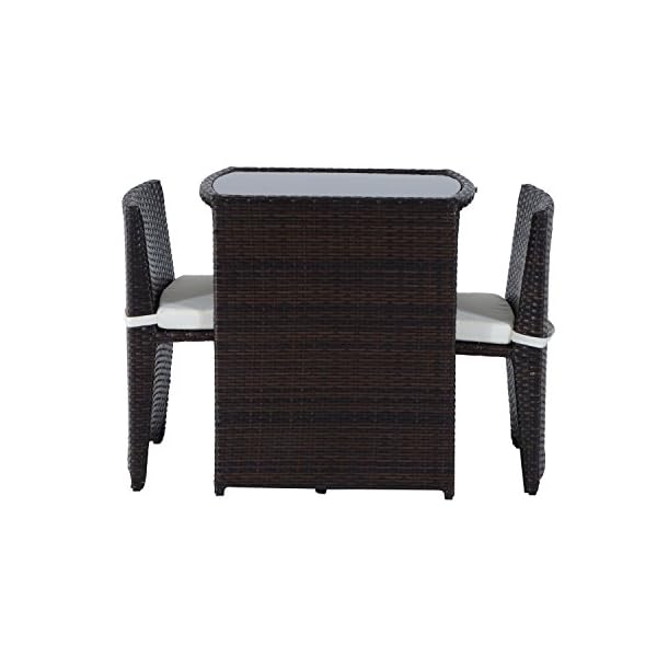 Outsunny Garden Rattan Furniture Bistro Set 3 PCs Patio Weave Companion Chair Table Set Conservatory Seaters - Image 7