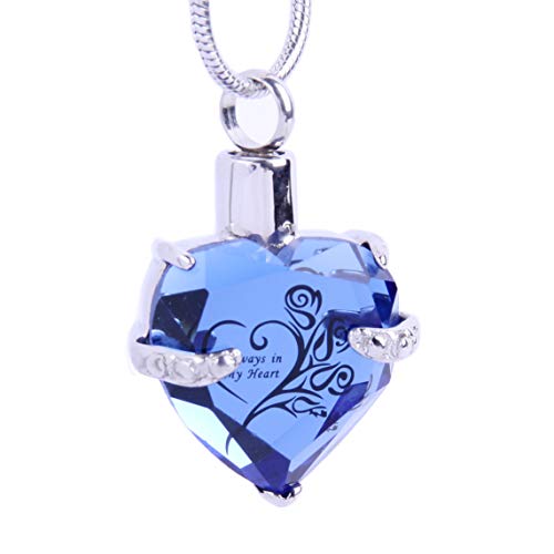 Mis U Jewelry Collar Colgante de la cremación de la joyería de la urna Tallada para Las Cenizas humanas: Siempre en mi corazón- Always In My Hear