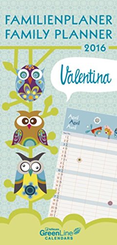 GreenLine Valentina 2016 Familientermine/GreenLine Kalender/Lifestyle Kalender - 23 x 48 cm
