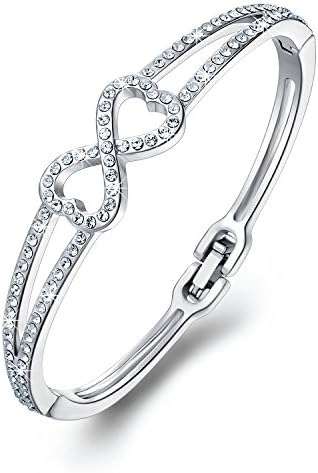 CAROLIER JEWELRY "Infinity Love" Endless Infinity Bangle Bracelets, Made With Swarovski Crystals, Women Jewelry, Gift for Her