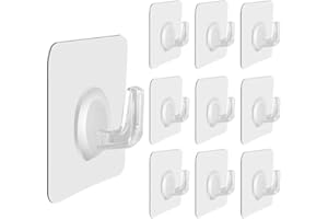 Volunx 20 PCS Heavy Duty self Adhesive Clear Hooks Clear Waterproof 15kg 33lb Plastic Strong Sticky Hook for Bathroom Kitchen Wall Door Metal, Tiles, Wood, Ceramic to Make Garland