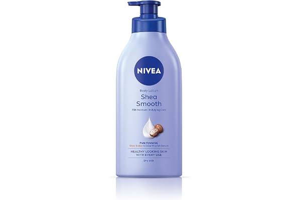 NIVEA Shea Smooth 600ml Body Lotion with Hyaluronic Acid & Deep Moisture Care 72Hr Hydration With Shea Butter Non Greasy Formula for Smooth, Supple & Healthy Looking Skin For Dry Skin