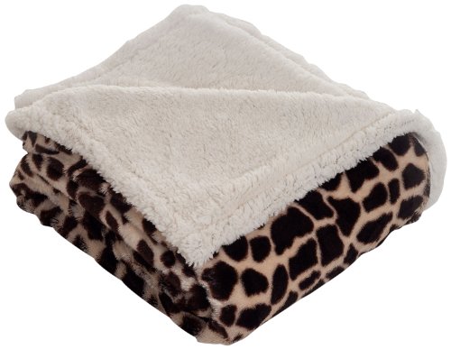 Lavish HomeSherpa Fleece Throw Blanket - 50x60-Inch Machine-Washable Reversible Throw - Fluffy Blankets for Couch, Chair, or Bed (Giraffe)