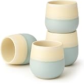 Goodwei Japanese Tea Cups - Ceramic Mugs Without Handle, Rounded Shape and Minimalist Design - Perfect for Tea, Matcha, Coffe