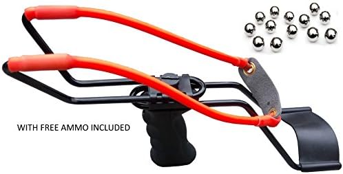 Hunting Slingshot Catapult Fully Adjustable with Arm Brace and Ammo Stainless High Velocity Most Powerful Professional Outdoor Slingshot Catapult with Highest Quality Rubber