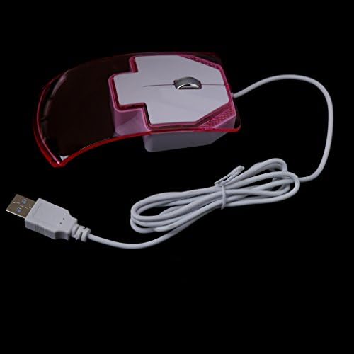 AISme Transparent 7-Color Breathing LED Light Optical USB Wired Silent Gaming Mouse (Pink)