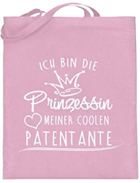 Hochwertiger Jutebeutel (mit langen Henkeln) - PRINZESSIN - meiner coolen Patentante