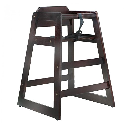 Oypla Stackable Kids Baby Wooden Feeding Commercial Home High Chair - Dark Brown