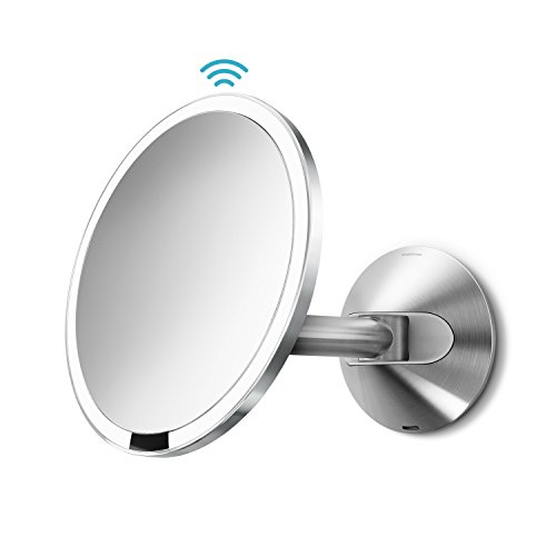 simplehuman Wall Mount Sensor Mirror, 5x Magnification - Tru-Lux Light System - 20 cm