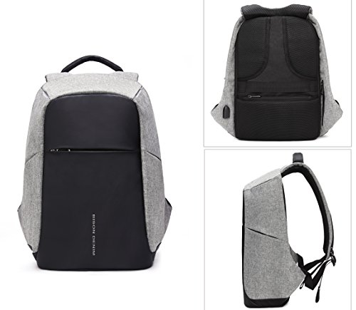 BISON DENIM Laptoprucksack Business Gesch  ft Rucksack mit USB Lade Port wasserdichte durable Polyester Notebook Rucks  cke f  r M  nner und Frauen Ar