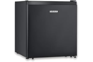 ‎SEVERIN SEVERIN Mini lodówka z komorą niskotemperaturową, mała lodówka z półką pośrednią, energooszczędna mini lodówka dla małych gospodarstw domowych, 45 litrów, czarny, KB 8879
