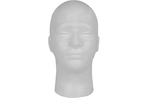 MagiDeal Parrucca da uomo in polistirolo Parrucca da testa Modello da esposizione Bianco Multifunzionale Porta cappelli Cappelli Occhiali Fascia per capelli