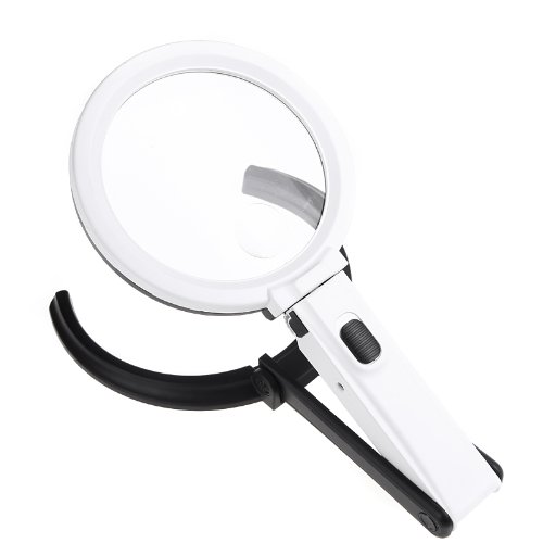 KKmoon Lupa 10   Luz de LED Lente de lupa de tipo de l  mpara de escritorio de mano y plegable 2x 120mm 5x 28mm para leer arreglar  etc