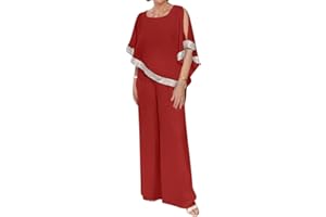 Tomwell Ensemble Femme 2 Pièces Pantalons Costume De Soirée Taille Haute Costume en Tulle Elegant Outfits Suit Ensemble Couleur Unie V Cou Ourlet Irrégulier Casual Set