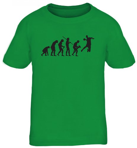 Shirtstreet24, EVOLUTION HANDBALL, WM EM Sport Kinder Fun T-Shirt , Größe: 134/146,kelly green
