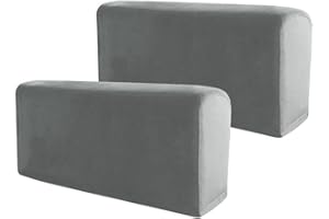 GETDOUBLERICH Fundas elásticas para reposabrazos de sofá, paquete de 2 fundas elásticas para reposabrazos de sofá, fundas extraíbles para reposabrazos de sofá (color gris poco profundo)