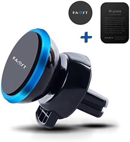 Faost Universal Air Vent Car Mount Pack,2 in 1 Vent Holoder w/Magnetic 1 Step Mounting Technology n Hexa Neodymium Core for iPhone 7,P9,Samsung,Mini iPad,tablet,Kindle and more Blue/Red/Golden/Silver (Blue)