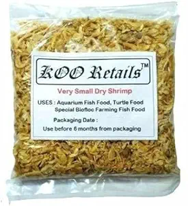 KOO Retails Dry Shrimp Prawns Fish Food 1kg, Bio Floc Aquarium Use, Very Small,