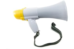 GC GLOBALCOMMERCE Megáfono altavoz profesional portátil con ajuste de volumen, sirena y mango plegable, con batería, grabación y música