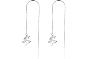 SLUYNZ 925 Plata de ley Pendientes de mariposa colgante de cadena para mujeres Niñas adolescentes Butterfly Threader Pendientes Borla