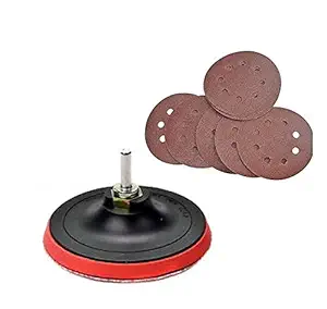 GPT 5 Inches Sanding Disc with Lock Nut for Grinder/Drill with 5 Piece Sandpaper