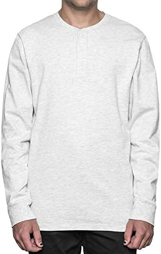 HUF Thomson Longsleeve Henley - Skatewear Tee in White Heather S (small)