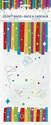 Unique Party - 49573 - Paquet de 20 Pochettes - Cadeau en Cellophane Anniversaire Nœuds Arc-en-Ciel