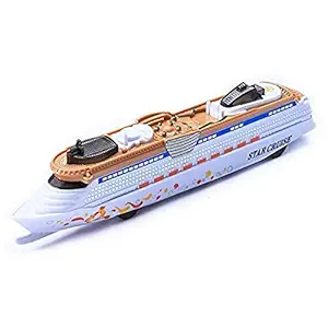 SHANAYA Star Cruise Ship Toy Die Cast Friction Powered Ship Model Ocean Liner Boat Toy for Kids with Flashing LED Lights and Sounds