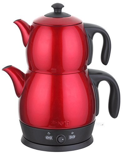 King Edelstahl Teemaschine Teemaker Wasserkocher Lea P315M 2 in 1 – Tee und Wasserkocher (Rot)