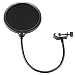 Produktbild Skitic Studio Microphone Mikrofon Runde Form Wind Popschutz Windschutz Pop Filter Mask Schied Pop Blocker mit Doppelschicht für die Aufnahme Sprechen (Schwarz)