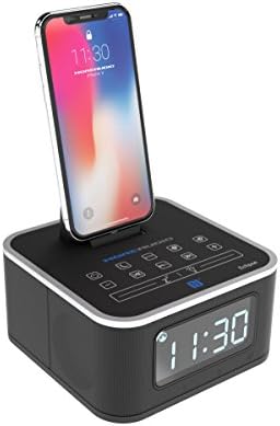 MoreAudio Eclipse Lightning Dock Speaker for iPhone 5 5S 5C 6 6+ 6S 6S, 7 &amp; 7 Plus iPad Air Mini iPod Touch Nano - FM Radio Dual Alarm Clock - NFC Wireless Bluetooth - USB Charging - Remote Control - More Audio Acoustics - Docking Station BLACK