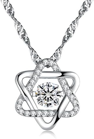 Sterling Silver Necklace Six Star Highlight Clavicle fashion temperament Pendant Necklace chain 18"