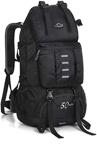 LOCALLION hiking backpack trekking daypacks rucksack climbing camping outdoor sport 50l ultralight waterproof with rain cover, black