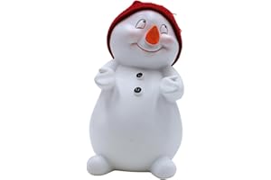 ‎DEKOHELDEN24 Dekohelden24 Lustiger XXL Schneemann, Schneekind, Keramikschneemann, Dekoschneemann, Winterkindfigur, große Schneefigur mit roter Mütze, L/B/H 12 x 12 x 19 cm.