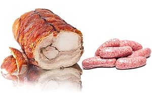 Leoni Randolfo Dal 1940 | Boîte de produits artisanaux d'Ariccia. Tranche de porchette d'Ariccia IGP 1 kg + saucisses fraîches sous vide 1 kg.