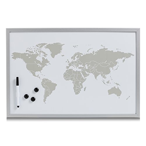 Zeller 11573 Magnet-/Schreibtafel "World", magnetisches Feinblech, grau, 60 x 40 x 2 cm