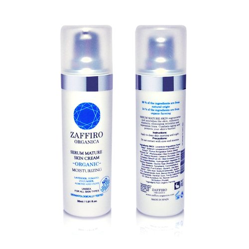 Zaffiro Organica BEST ORGANIC SERUM- Treatment Anti Ageing for Sensitive Skin.Anti Wrinkles and Fine lines- ANTIOXIDANTS - with Lavender Extract, Tomato and Olive Oil - ASTRINGENT - with Cucumber Extraxt. Firming Rejuvenating Serum for Women and Men.30ml
