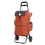 Karabar Chariot de Courses Pliable Isolé Léger Grande capacité 55 cm 32 litres 2,3 kg 2 Roues, Halden Rouge