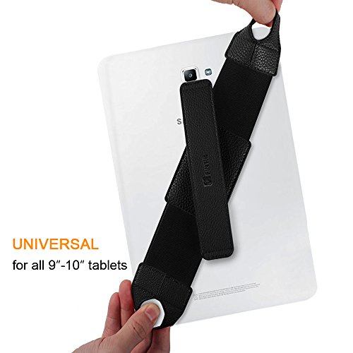 Universal Tablet Handschlaufen Halter, Fintie 360 Grad Drehung Kunstleder Griff mit elastischem Gürtel, sichere Tragbarkeit für alle 9-10 Zoll Tablets (Samsung ipad Lenovo Acer), Schwarz - 3