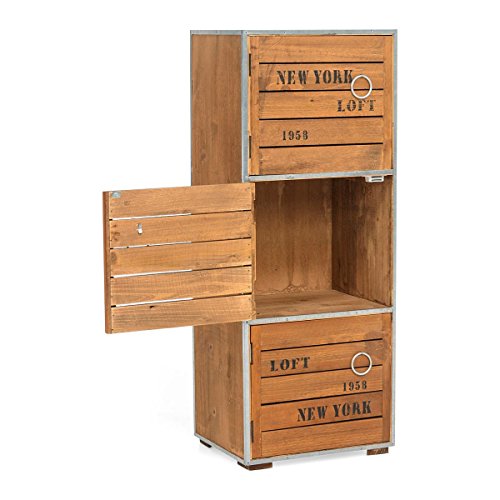 Cupboard Cabinet New York Loft Style Vintage Retro Industrial Design with 3 Drawers brown 28,5 x 22,5 x 71 cm