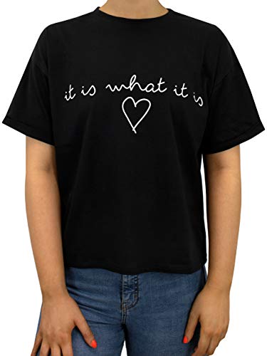 Ping Pop Camiseta para Mujer It Is What It Is Negro Small
