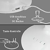 BESTEK 7W Led Schreibtischlampe dimmbare Tischleuchte Uhr, 4 Modi/5 Stufen, digitales Display(Uhrzeit, Wecker, Temperatur) und USB Port zum Aufladen, Augenschutz, Touchfeld, weiß - 5