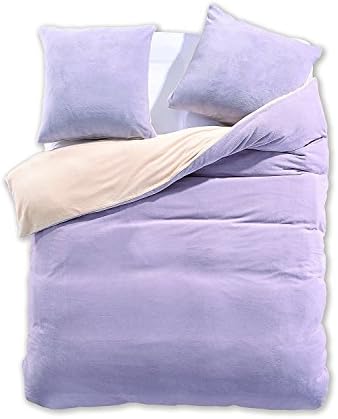 Bed Linen with 1 or 2 Pillowcases 80 x 80 cm Microfibre Soft Warm Winter Cosy Cream Duvet Cover Bedding Set with Steel Cream Steel Furry, Microfibre, stahl creme, 200 x 220