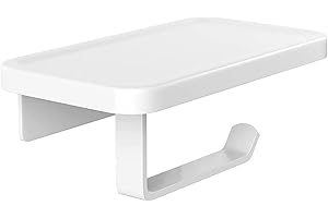 QNIIAED toilet roll holder wall mounted,2 in1 Metal Aluminum Toilet Paper racks Holder Screw in Loo Roll Holder Toilet Tissue Holder Storage For Bathroom accessorie(White)