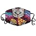 Produktbild liang4268 Mundmasken Galaxy Space Kitten Cat Eat Pizza Washable Reusable Safety Mask Cotton Anti Dust Half Face Mouth Mask for Kids Teens Men Women Lovers Dustproof with Adjustable Ear Loops